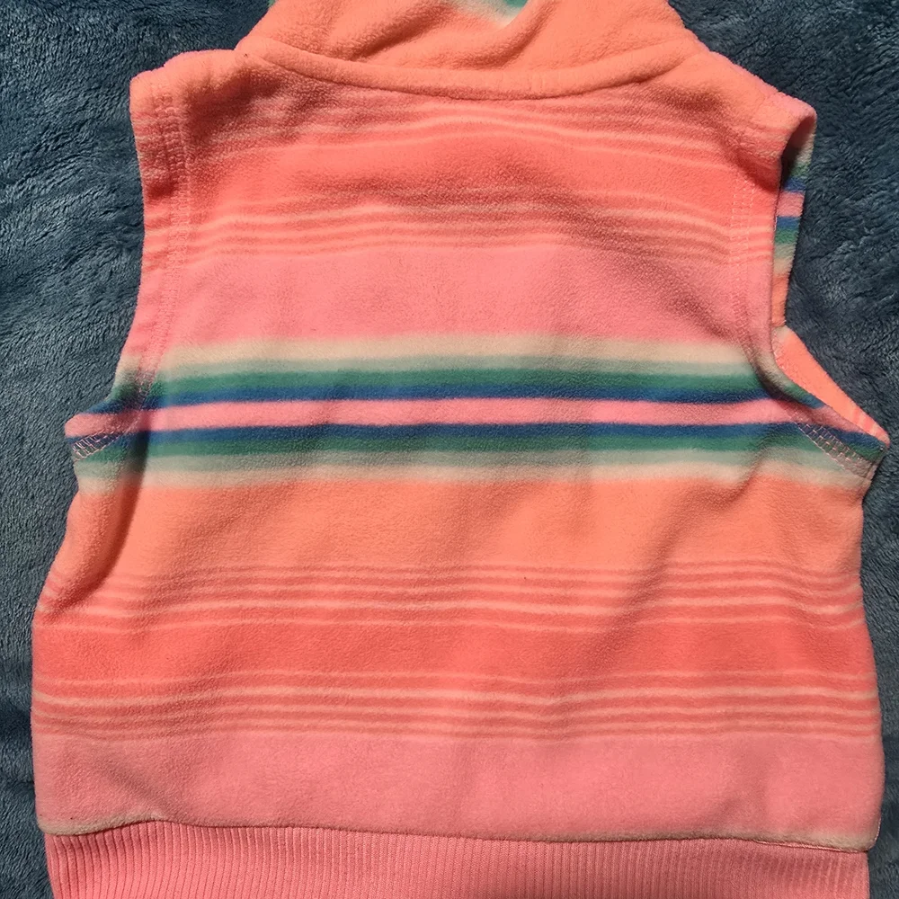 Carter's Coral Pink Striped Fleece Vest - 6M
